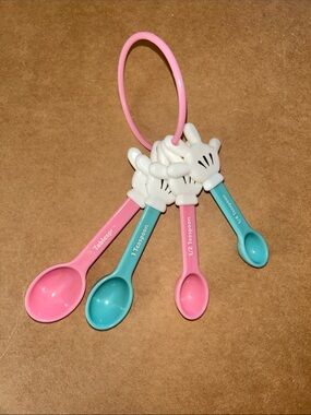 Disney Pink and Teal Measuring Spoon Set with Mickey Glove Ring